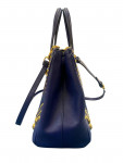 Prada Midnight Blue Leather Bag with Golden Pearls