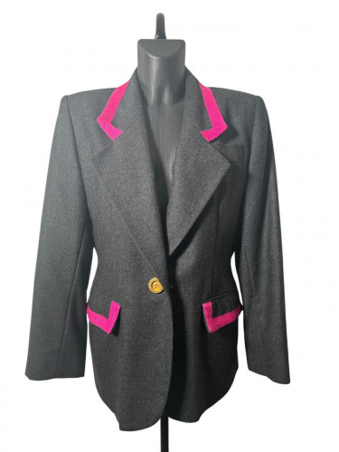 Givenchy Grey Wool Blazer with Pink details