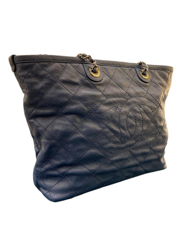 2014 Chanel Quilted  Blue Grained Leather Handbag