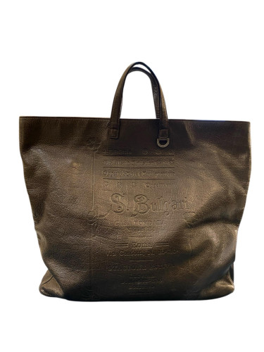 Large Bulgari brown leather handbag