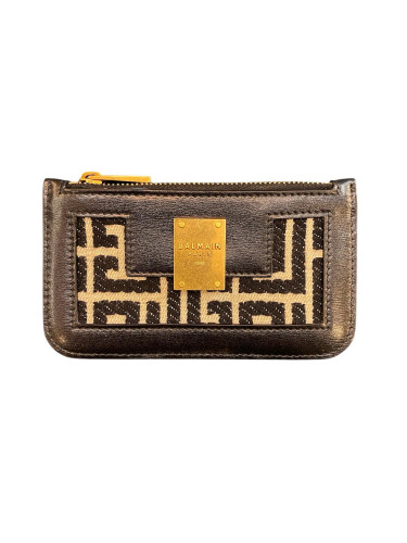 Small Balmain wallet in black leather