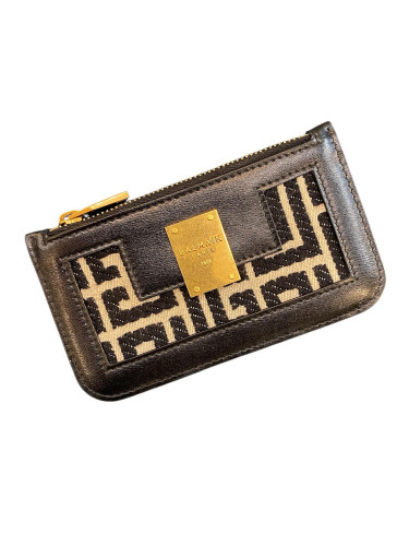 Small Balmain wallet in black leather