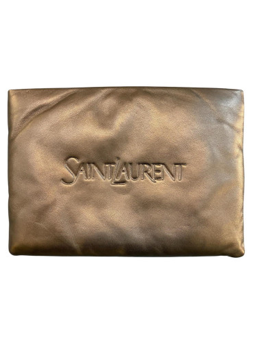 Saint Laurent black leather clutch bag with logo