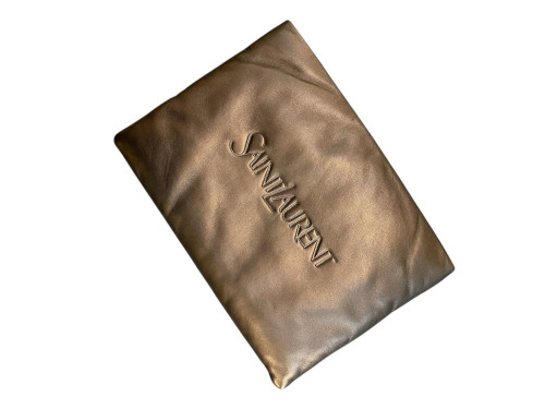 Saint Laurent black leather clutch bag with logo