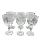 Set of Six Royal Brierley Honeysuckle Crystal Wine Glasses