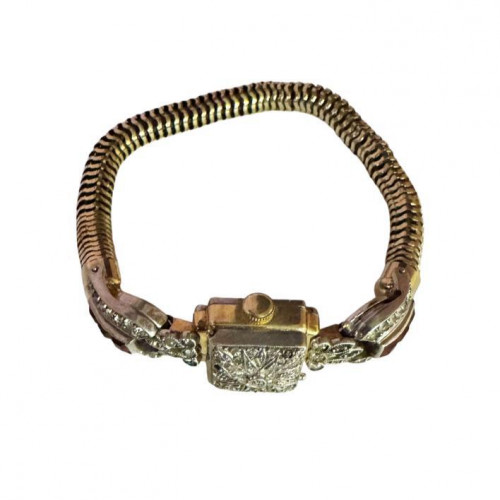 1940s rolled gold and paste cocktail watch