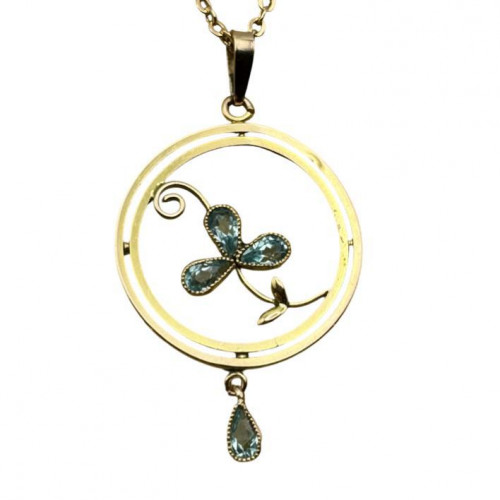 Edwardian yellow gold clover pendant