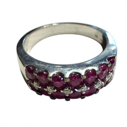 White gold, diamond and rubelite ring
