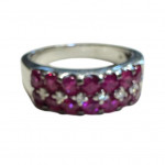 White gold, diamond and rubelite ring