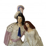 19th century Staffordshire Pottery flat backlady & gentleman