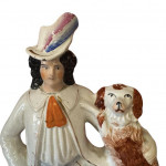 19th century Staffordshire Pottery flat back musician and spaniel