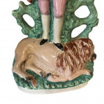 19th century Staffordshire Pottery flat back lion slayer figure