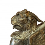 Pair of steel and brass fireside griffins
