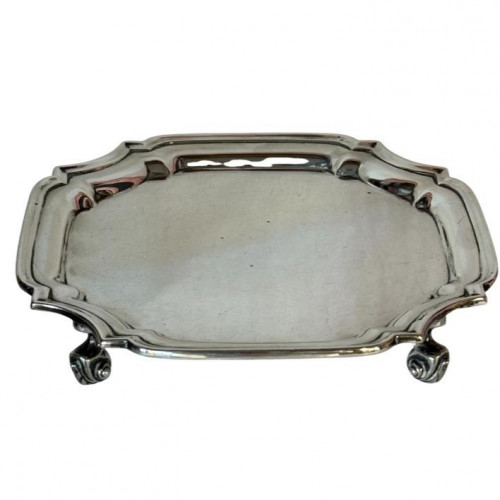 Silver square card tray