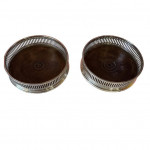 Pair of silver wine coasters