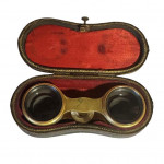 19th century leather cased mother of pearl opera glasses