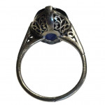White gold Art Deco sapphire solitaire ring