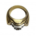 Heavy 18ct yellow gold French retro diamond ring
