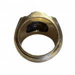 Heavy 18ct yellow gold French retro diamond ring