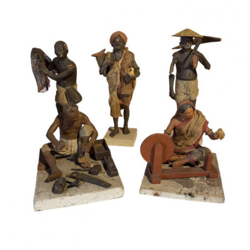 Cold painted terracotta figures