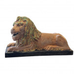 Pair of large Ceccarelli terracotta majolica lions