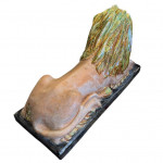 Pair of large Ceccarelli terracotta majolica lions