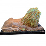Pair of large Ceccarelli terracotta majolica lions
