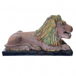 Pair of large Ceccarelli terracotta majolica lions