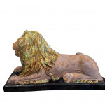Pair of large Ceccarelli terracotta majolica lions