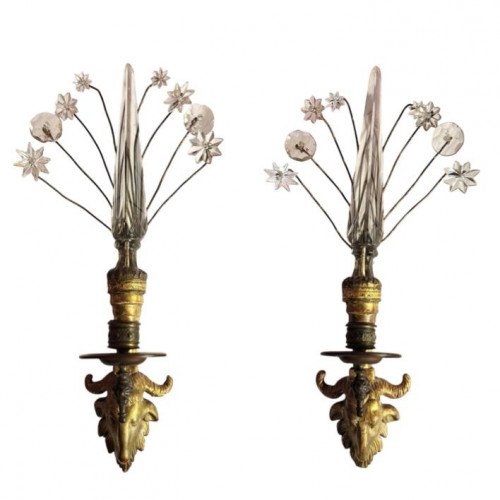 Pair of French Empire gilt wall sconces