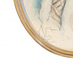 Water colour portrait of a young lady and dog