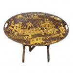 Oval gilt painted tole ware tray table