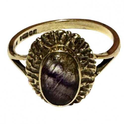 9ct yellow gold blue john ring