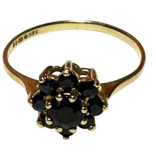 Sapphire flower head cluster ring