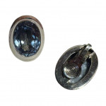 Large oval topaz ear clips