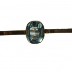 Blue topaz gold bar brooch