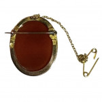 Carved cornelian cameo brooch