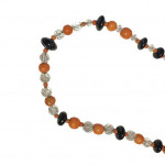 Coral, jet and crystal necklace
