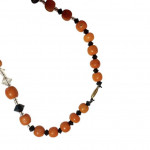 Coral, jet and crystal necklace