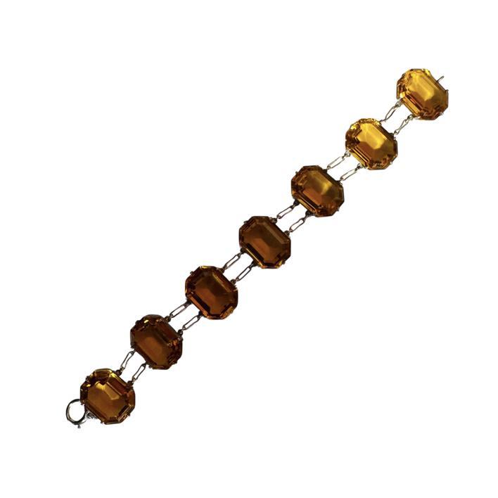 1920s Art Deco silver citrine paste bracelet