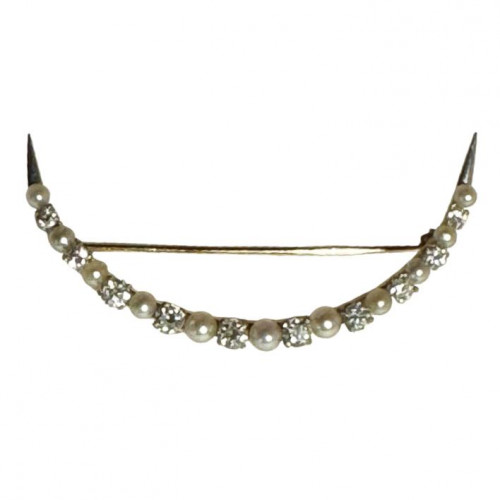 Natural saltwater pearl and diamond brooch