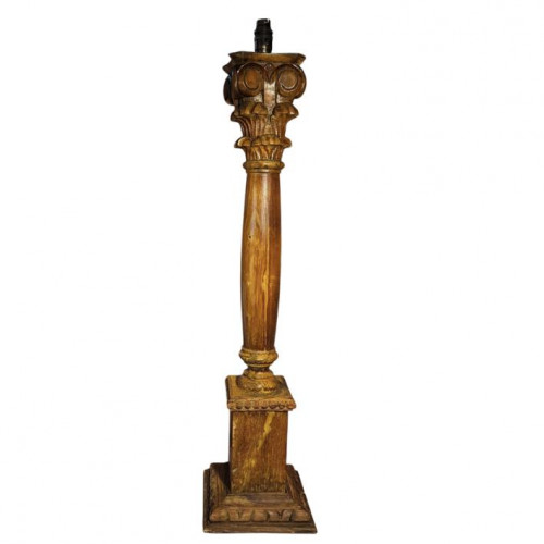 19th century carved column table lamp