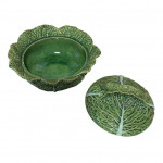 Set of Portuguese cabbage leaf lidded bowls