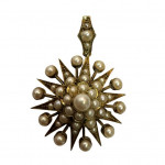 19th century yellow gold pearl star brooch