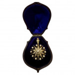 19th century yellow gold pearl star brooch
