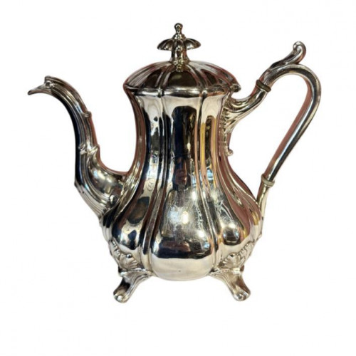 Gourd form silver plate coffee pot