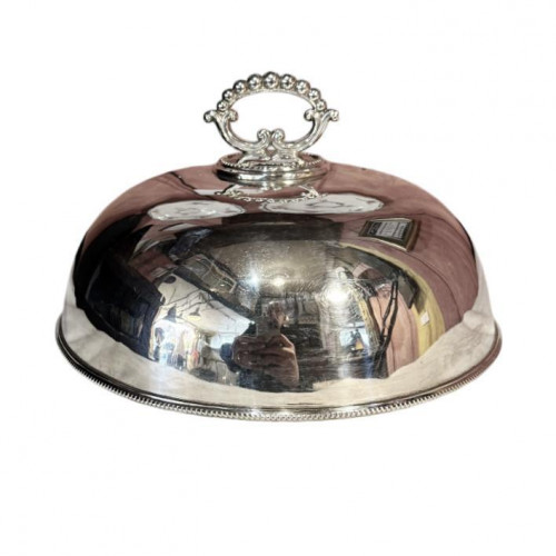 Silver plate cloche and tray