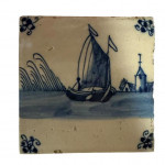Set of four 17th century Dutch blue and white tiles