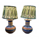Pair of mid-century painted wood table lamps