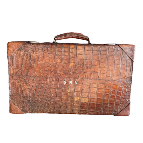 A Fine 19th Century Crocodile Skin Suitcase
